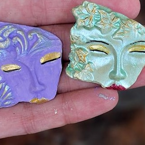 Partial Buddha Face, face cabochons, Abstract Square Design,  Whimsical designs, Focal bead, No holes ,Flat Back Charms, doll parts