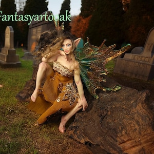 Riservato per Jen, Autumn Bliss, OOak Fall Fairy, scultura di bambola artistica in argilla di medie dimensioni, graziosa bambola artistica romantica e stravagante