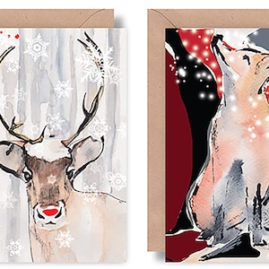 Ensemble de 4 cartes de Noel doubles vierges