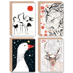 Lot de 4 cartes de Noël doubles vierges