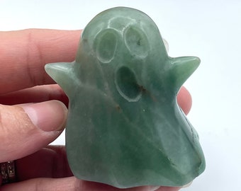 2 inch BOO-tiful Green Aventurine Ghost Crystal Carving Crystal Healing Halloween
