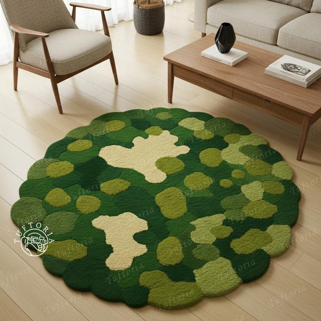 Hand Tufted Wool Moss Rug, 3D Green Forest Carpet, Woodland Decor - Etsy