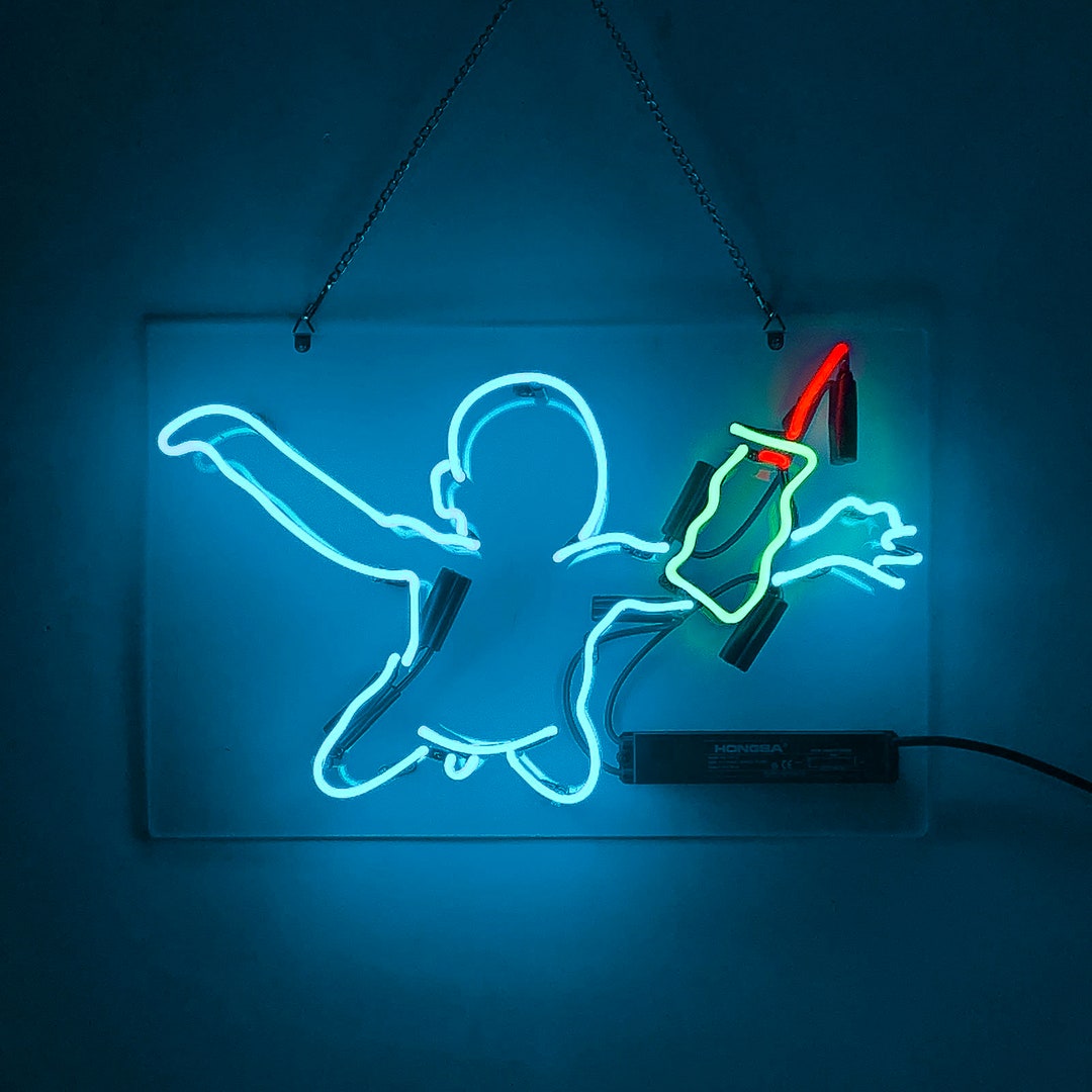 Beer Bar Signs Nirvan Real Glass Neon Signs Wall Art Etsy