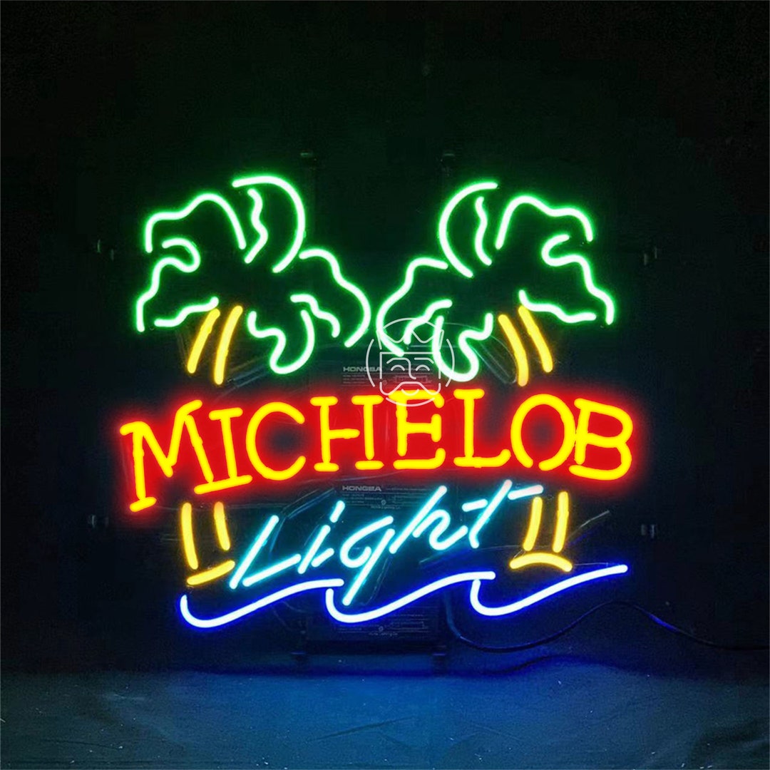 michelob-light-beer-palm-tree-handmade-neon-sign-light-etsy