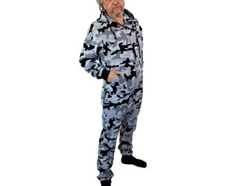 ABDL onesie hoody in camouflage pattern