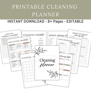 Printable Home Cleaning Planner, Editable Cleaning Checklist, Weekly Cleaning Checklist Template, Minimalist Organization, Minimalist Design