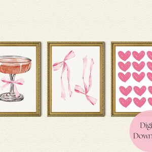 Coquette Printable Wall Art Set, Coquette Wall Decor, Coquette Wall Art, Girly Wall Art, Printable Wall Art, Coquette Room Decor