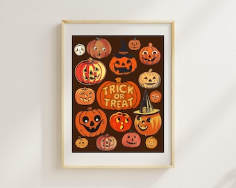 Retro Halloween Wall Art, Retro Halloween Wall Decor, Retro Halloween Decor, Vintage Pumpkin Decor, Pumpkin Wall Art, Pumpkin Wall Decor