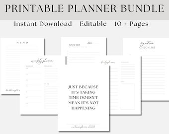 Printable Planner Bundle, Personal Planner Bundle, Minimalist Planner, Student Digital Planner, Customizable Planner Bundle, Digital Planner