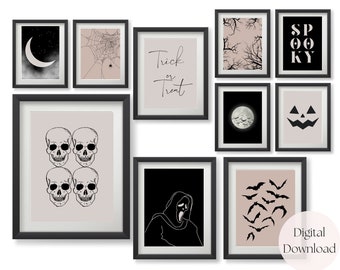 Minimalist Halloween Decor, Minimalist Halloween Wall Art, Set of 10 Printable Wall Art, Minimalist Halloween Wall Art, Printable Wall Art