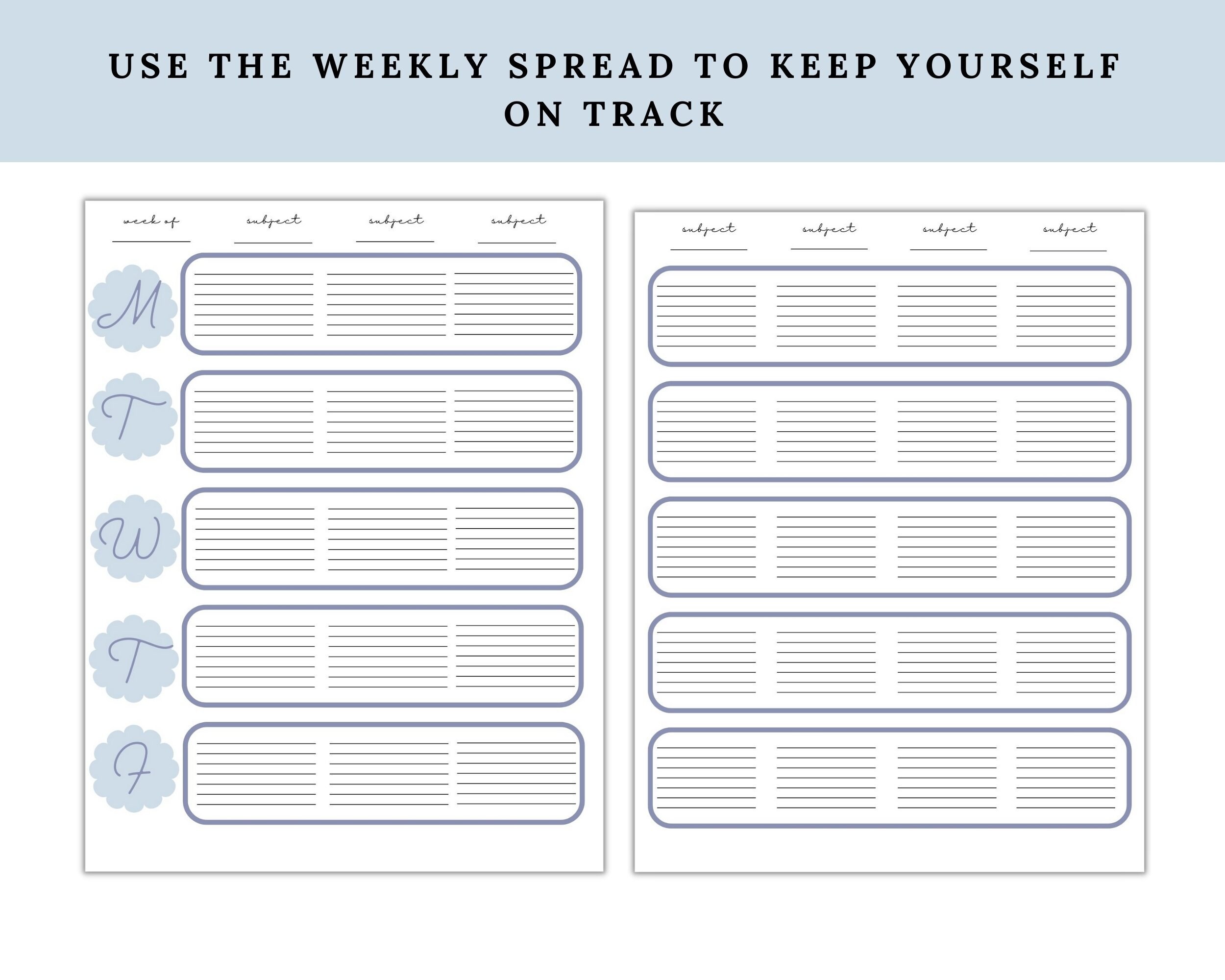 Student Planner Printable Pack, Study Pack, School and College ...