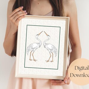 Sandhill Crane Printable Wall Art, Large Bird Printable, Grandmillennial Wall Decor, Coastal Bird Printables, Mothers Day Gift