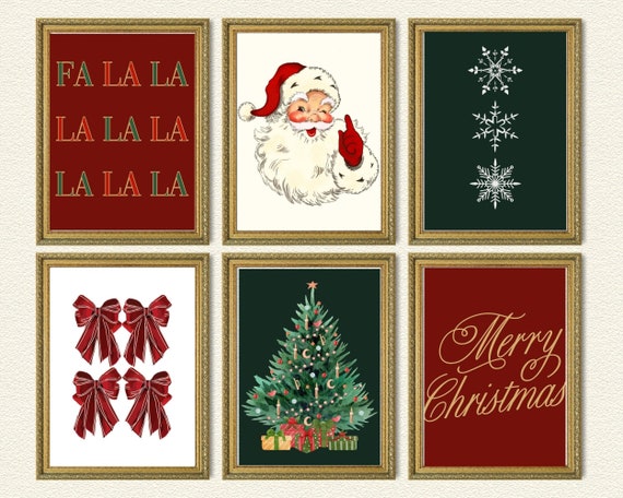 Christmas Printable Wall Art Set of 6 Printable Wall Art Red - Etsy