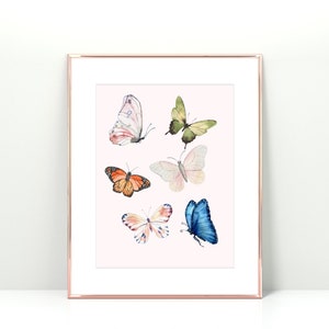 Watercolor Butterfly Printable Wall Decor, Butterfly Art Print for Office, Bedroom and Nursery, Cottage Core Printable Wall Decor