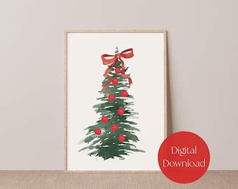 Minimalist Christmas Wall Decor, Watercolor Christmas Print, Christmas Wall Decor, Printable Christmas Wall Art, Printable Wall Art