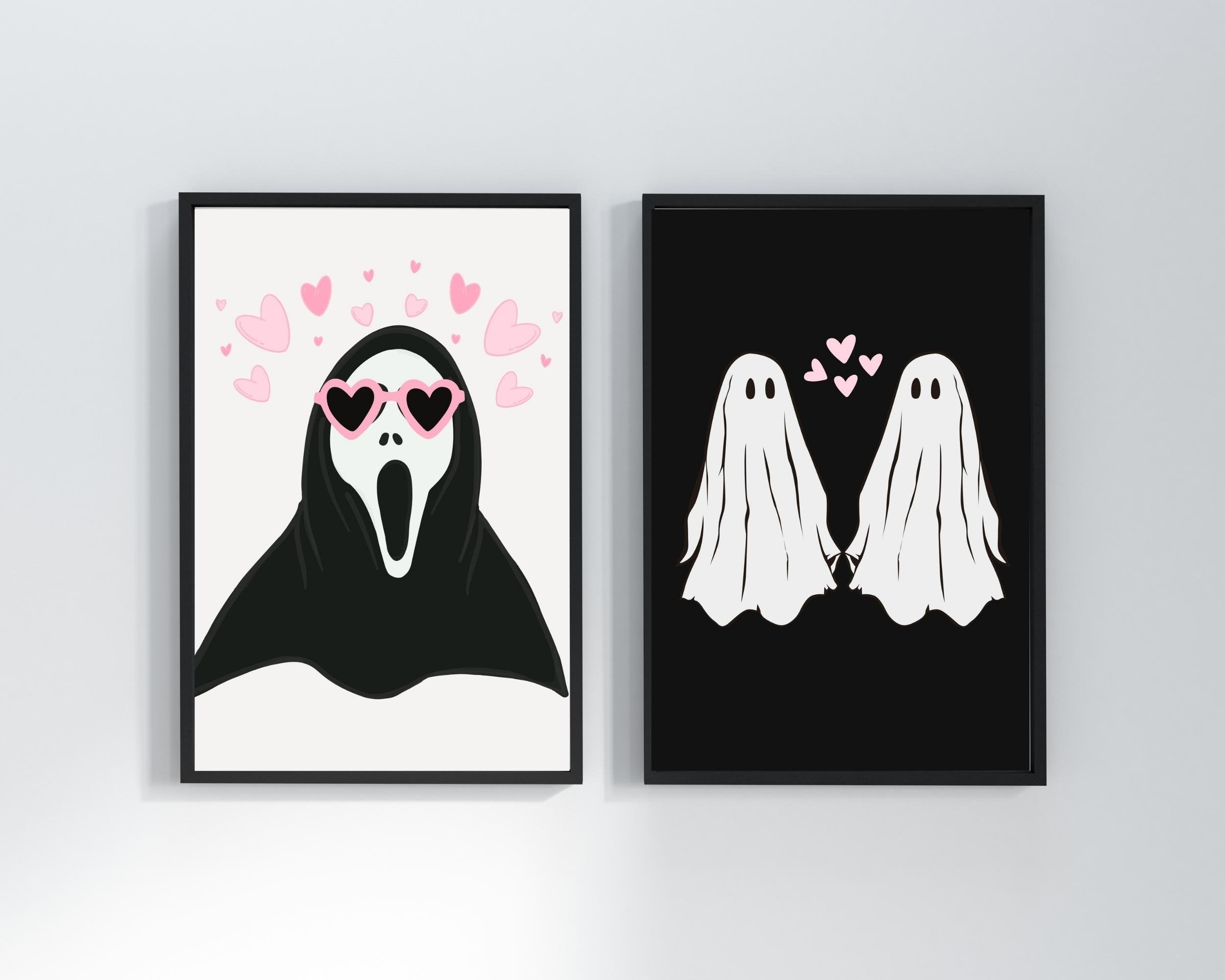 Pink Halloween Wall Art Set of 10 Printables, Girly Halloween Decor ...