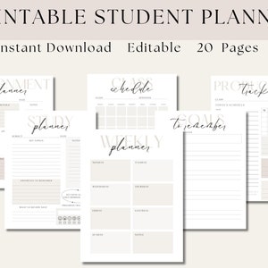 Student Digital Planner, Printable Student Planner Pack, School and College Planner, Class Planners, University Planner, Student Organizer