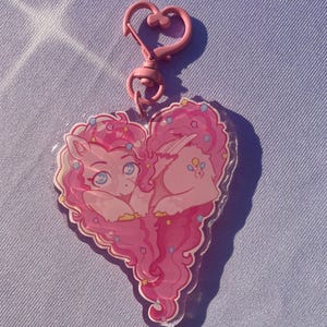 Pinkie Pie Heart-Shaped Keychain | My Little Pony Inspired Acrylic Keychain | 3-Inch