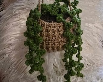 Crochet String of Pearls Hanging Plant: Handmade Basket Plushie