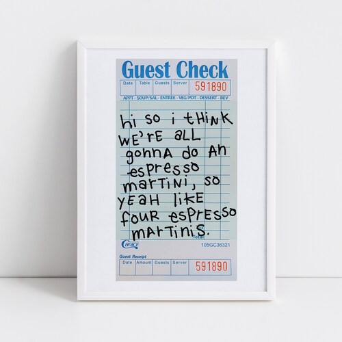 Espresso Martini Guest Check College Dorm Posters Preppy Etsy
