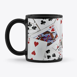 Cartes à jouer Poker Bridge Solitaire Blackjack Nouveauté Cadeau 11oz Black Coffee Tea Mug