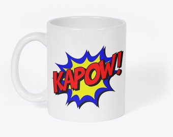 Kapow! Comic Book Superhero Novelty Gift White 11oz Coffee Tea Mug