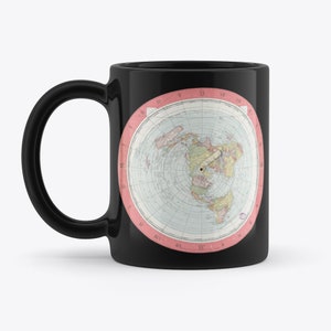 Flat Earth Kaart Samenzwering Nieuwigheid Gift Zwart 11oz Koffie Thee Mok