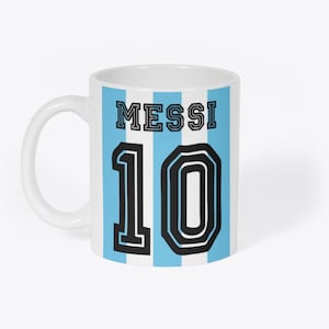 Messi Retro Kit Football World Cup Soccer Argentina Novelty Gift White 11oz Coffee Tea Mug
