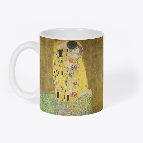 Le baiser de Gustav Klimt, peinture d'art classique, cadeau de nouveauté, blanc, tasse à café et à thé de 11 oz