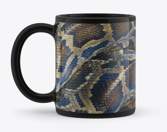 Python Snake Skin Novelty Gift Negro 11oz Taza de té de café