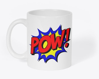 Pow! Comic Book Superhero Novelty Gift White 11oz Coffee Tea Mug