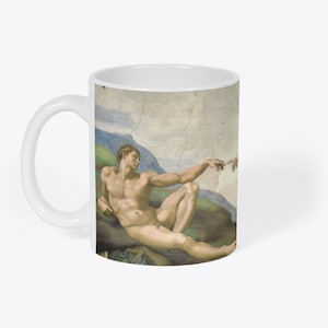 The Creation of Adam Michelangelo Classic Art Painting Novelty Gift White 11oz Coffee Tea Mug