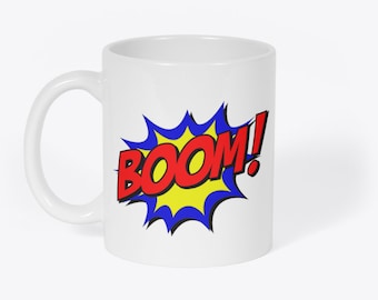 Boom Comic Book Superhero Novelty Gift White 11oz Coffee Tea Mug