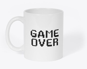 Game Over Gamer Nowość Prezent Biały 11oz Kubek Kawowy Herbaciany