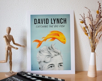 Print David Lynch Catch the Goldfish Art Print Illustration A3 A4