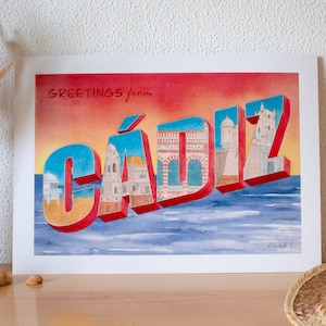 Drucken Sie Grüße aus Cádiz - Druck - Illustration - A3 - A4
