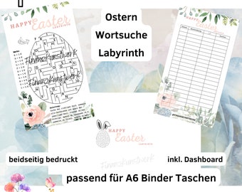 Easter hunt | A Savings Game | Happy Easter Maze | suitable for A6 budget binder, back with tracker + matching dashboard