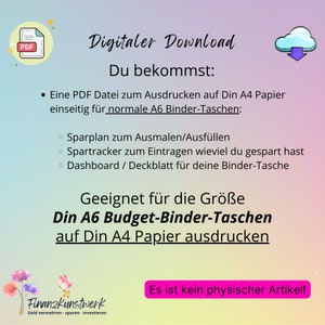 Save School & Einschulung Challenge Saving template incl. tracker and dashboard, suitable for A6 budget binder, digital download, challenge image 3