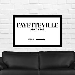 Fayetteville, Arkansas Black and White Poster - Digital File