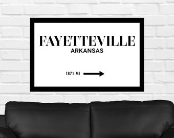 Fayetteville, Arkansas Black and White Poster - Digital File