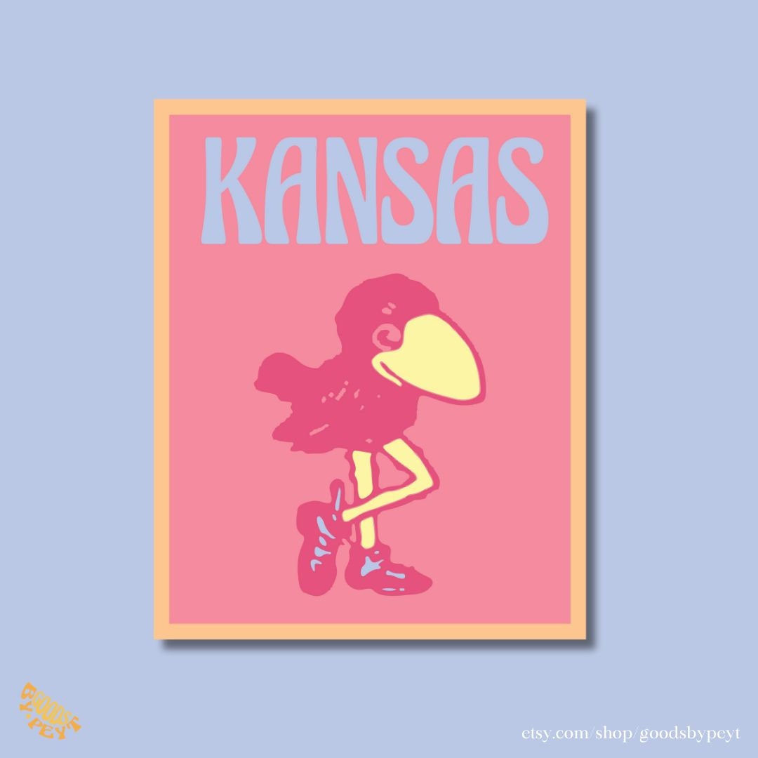 カンザス大学　ジェイホークス　バスケットボール　マスコット　キャラクター Kansas jayhawks logo - Etsy 日本