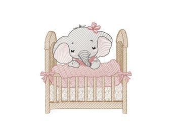 Elephant Sleeping Embroidery Designs 3 Sizes , File Formats in pes, dst, jef, xxx, exp, vip, vp3 - Instant Download Files