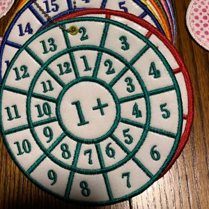 Maths Addition Plus Wheels Diseño de bordado 1-20 Gráficos circulares Escuela Montessori en el aro Educativo Tamaño 5x7