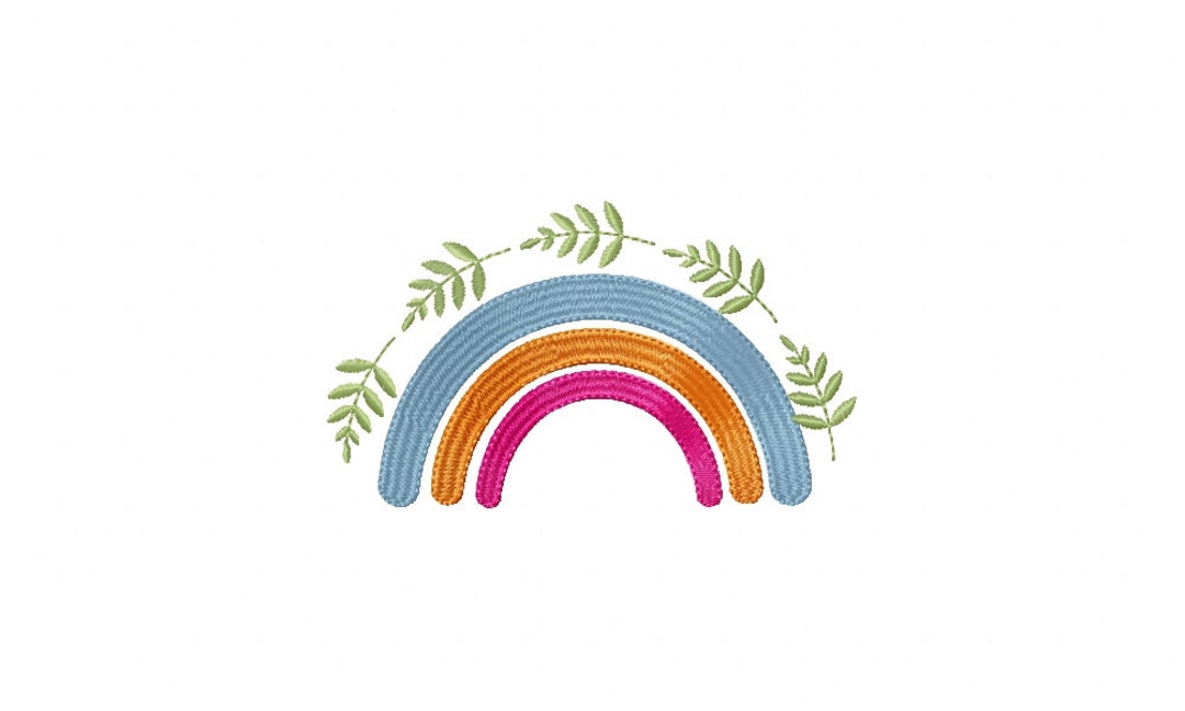 Rainbow With Flower Machine Embroidery Design 4 Sizes, File Formats in ...