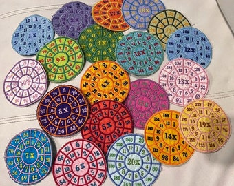 Motif de broderie roue de multiplication mathématique 1-20 cercles fois Tables Division graphiques école Montessori dans le cerceau taille 5 x 7
