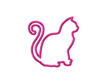 Cat Applique Machine Embroidery Design, Reading Pillow Embroidery, 3 Sizes, Instant Download