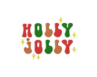 Holly Jolly Sterne Stickdatei, Weihnachten Stickdatei, Maschinenstickerei, 5 Größen, Sofort Download