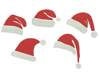 Santa Hat Embroidery Design 5 Sizes , File Formats in pes, dst, jef, xxx, exp, vip, vp3