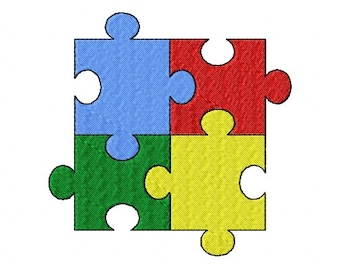 Autism Awareness Embroidery Design, Digitized Design Filled In Pattern , 3 Sizes, Instant Download