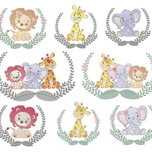 Safari Branches Embroidery Design, Animal Embroidery Design, Baby Embroidery Pattern, Newborn Embroidery - Instant Download